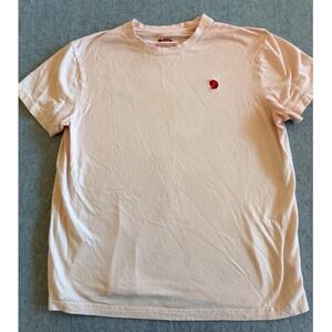 Fjallraven Womens Logo T-Shirt Peach Pink Short Sleeve Crew Neck Size S Small